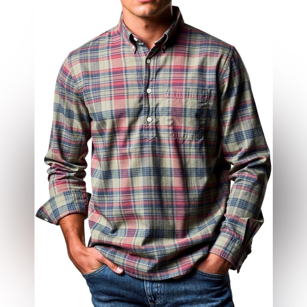 Vintage Y2K Abercrombie & Fitch Plaid Popover Shirt Old Money Prep | Men’s S